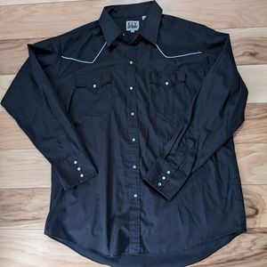 Black Xl Ely Cattleman classic pearl snap shirt